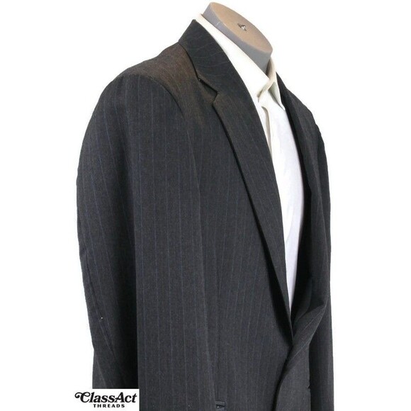 Greystone LTD Men's 2 Pc Suit Gray Striped 2 Btn 44L Pleated Fronts 38" Waist - Picture 5 of 9